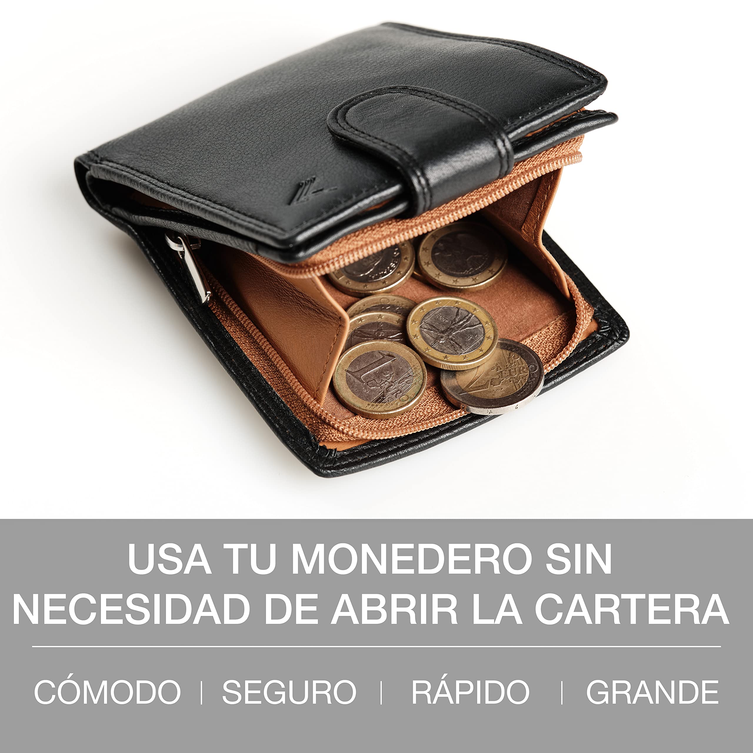 Carteras para Hombre RFID Piel Auténtica - Cartera Hombre con Monedero Gran Capacidad Hecho a Mano - Billeteras para Hombre - Cartera Piel Hombre Joven - Regalos Originales.…