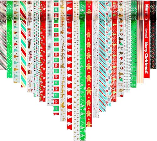 Outus 24 Rolls Christmas Washi Tape 15 mm Wide Christmas Decorative Tape DIY Masking Tape for DIY Christmas Craft Projects Wrapping Supplies