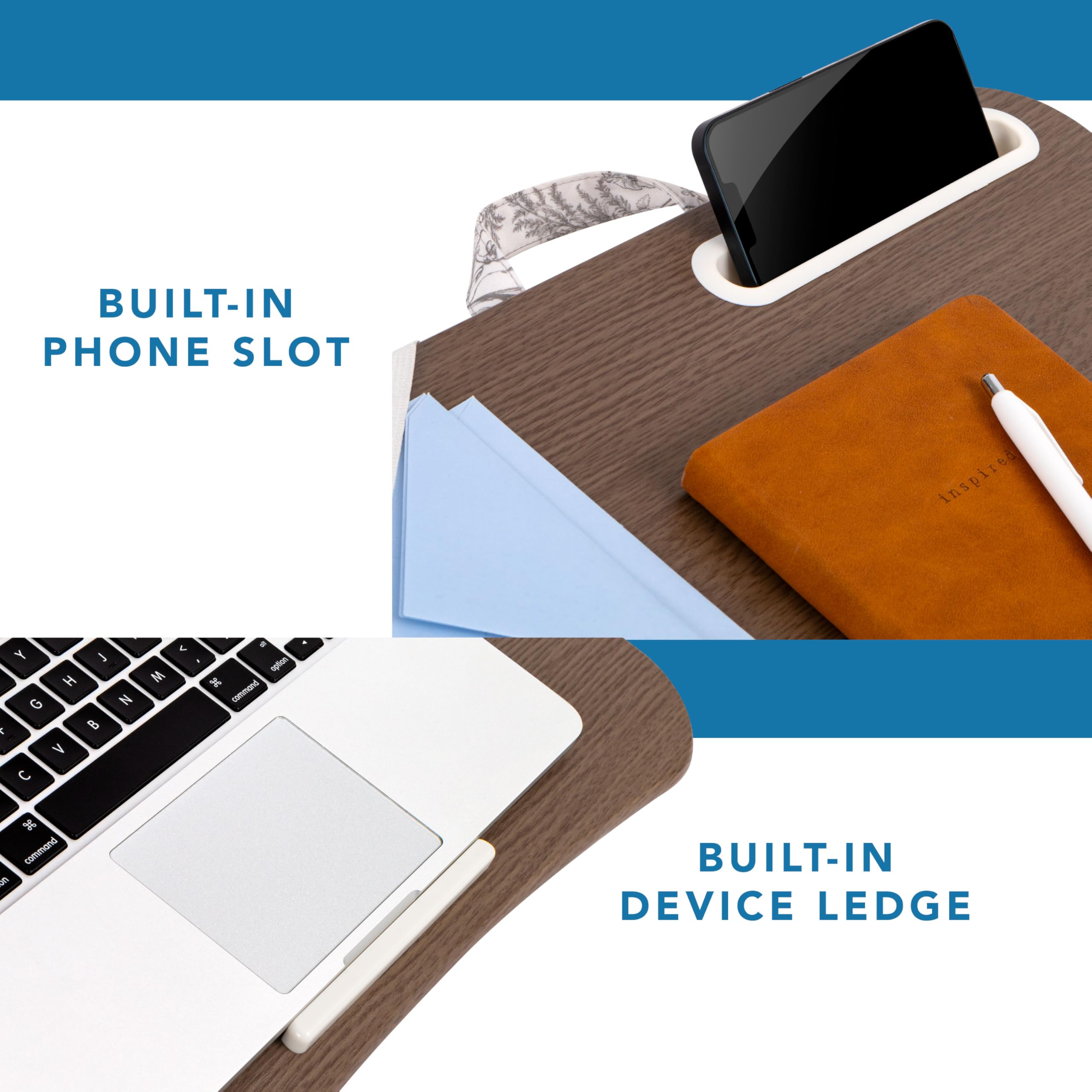 LAPGEAR Scrivania per laptop con supporto per telefono e fermo per dispositivo, motivo colibrì, adatta per computer portatili fino a 15,6 pollici, modello n. 45413