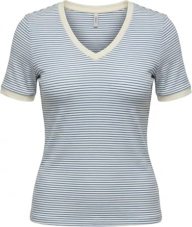 ONLY Kad n V-Yaka K sa Kollu  izgili T-shirt