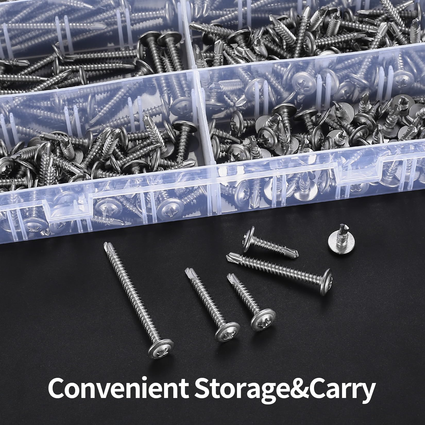 225 Piezas Tornillos Autoperforantes, M4,2 Tornillos Roscachapas Phillips, Tornillos Autotaladrantes, Tornillos Autorroscantes, Tornilleria Tornillos en Cabeza Cruz Plana para Acero Metálicos Madera