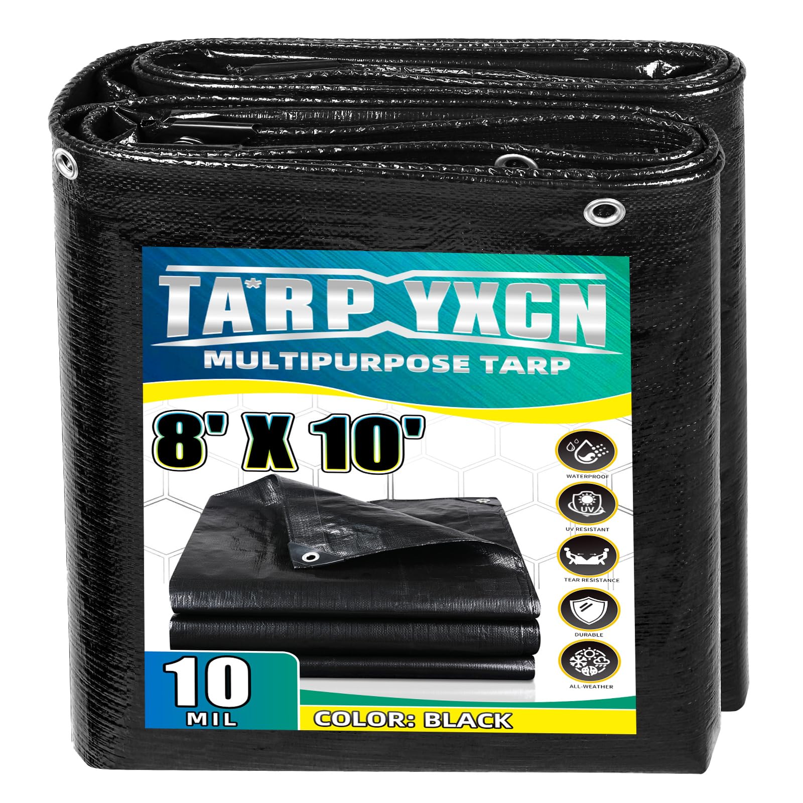 TA*RP YXCN Black Tarp 8x10 Feet - tarps and tie downs | Mubboo