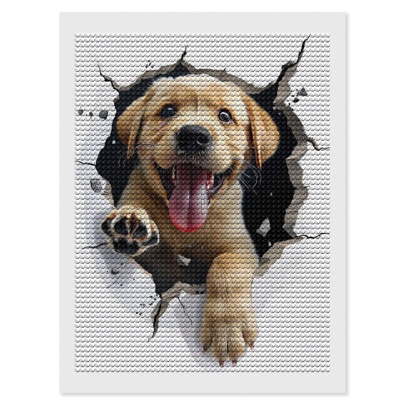 Junmoney Labrador Diamond Painting Set 12"x16", Sparkling Round Gems, Decorate Your Room, Fun Craft Experience, Modern Decor