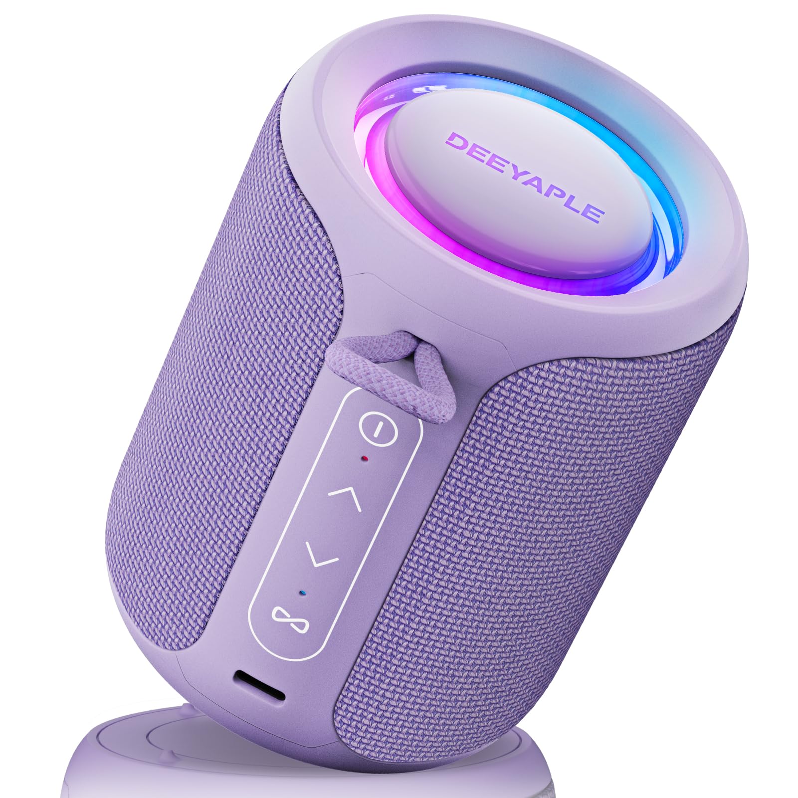 Bluetooth Speaker Wireless,IP67 Waterproof & Dustproof Portable Speaker with Lights,15W Loud Stereo Sound, 2500mAh Battery All Day Playtime, TWS Pairing, BT5.3, Home/Party/Outdoor/Beach (Purple)
