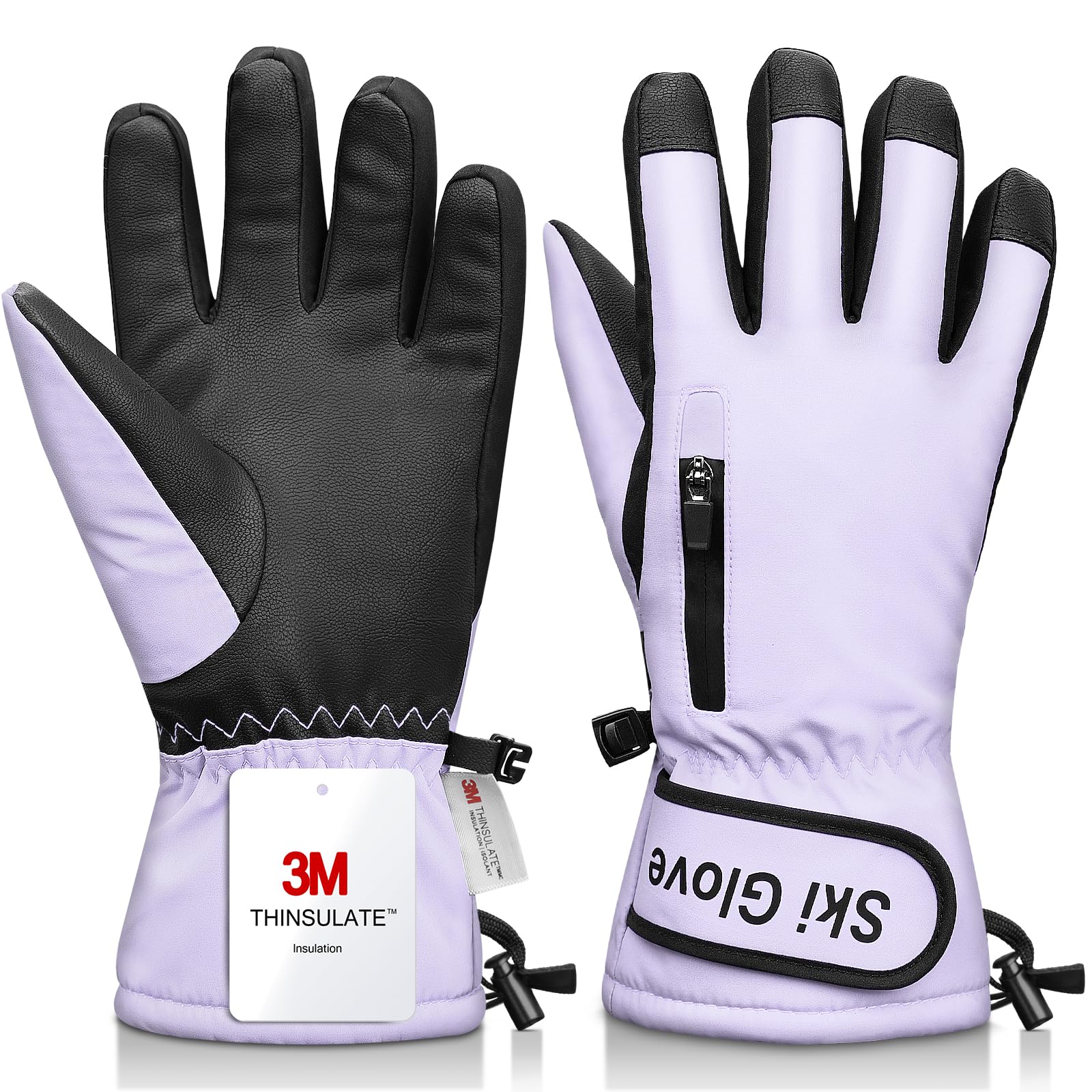 Warm and Breathable Snow Gloves - Waterproof and Anti-Slip Ski Gloves for Boys &amp; Girls, Men &amp; Women