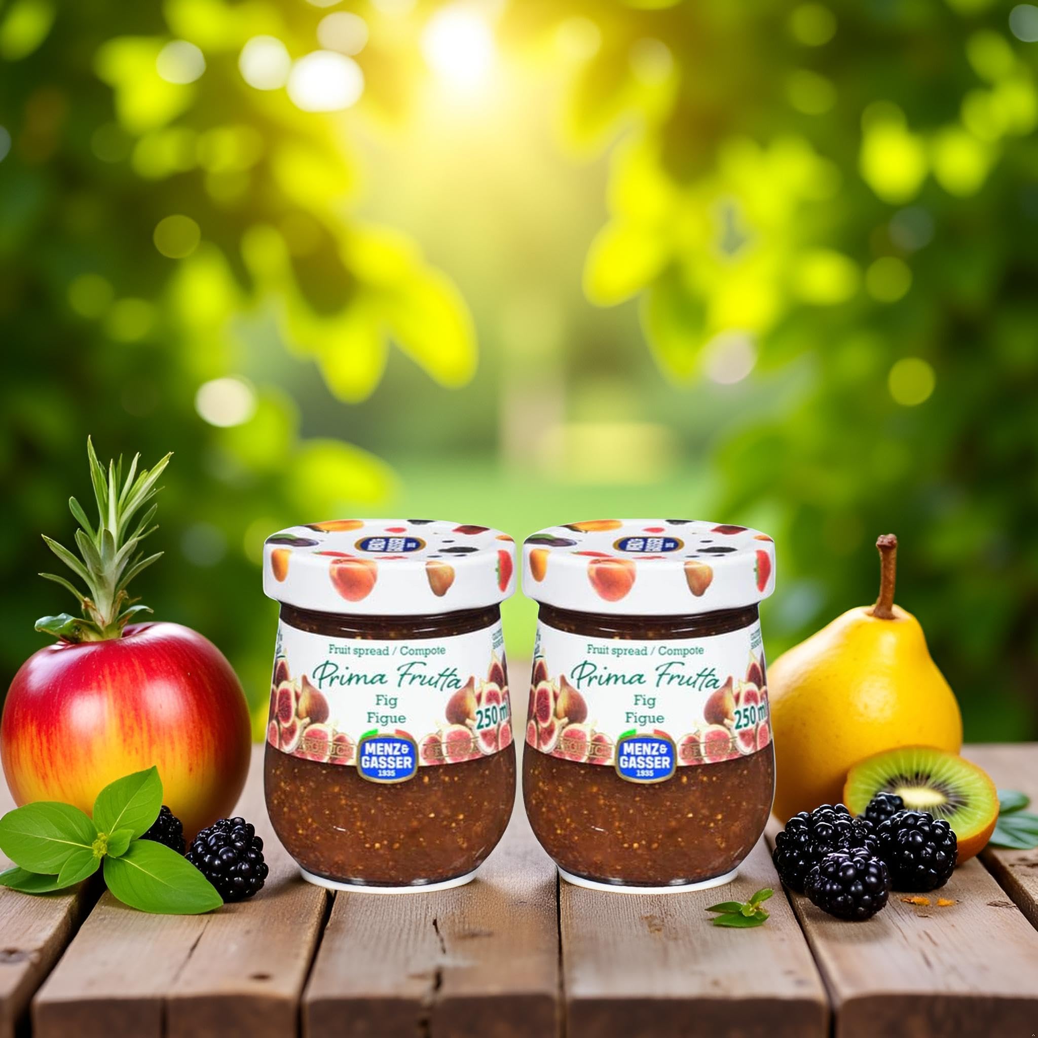 VALUBNDL: Menz & Gasser Italian Fig Jam (2-Pack) – 500ml Total (Two 250ml Jars) – Premium Fig Fruit Spread Confiture – VALUBNDL Signature Bundle - 3