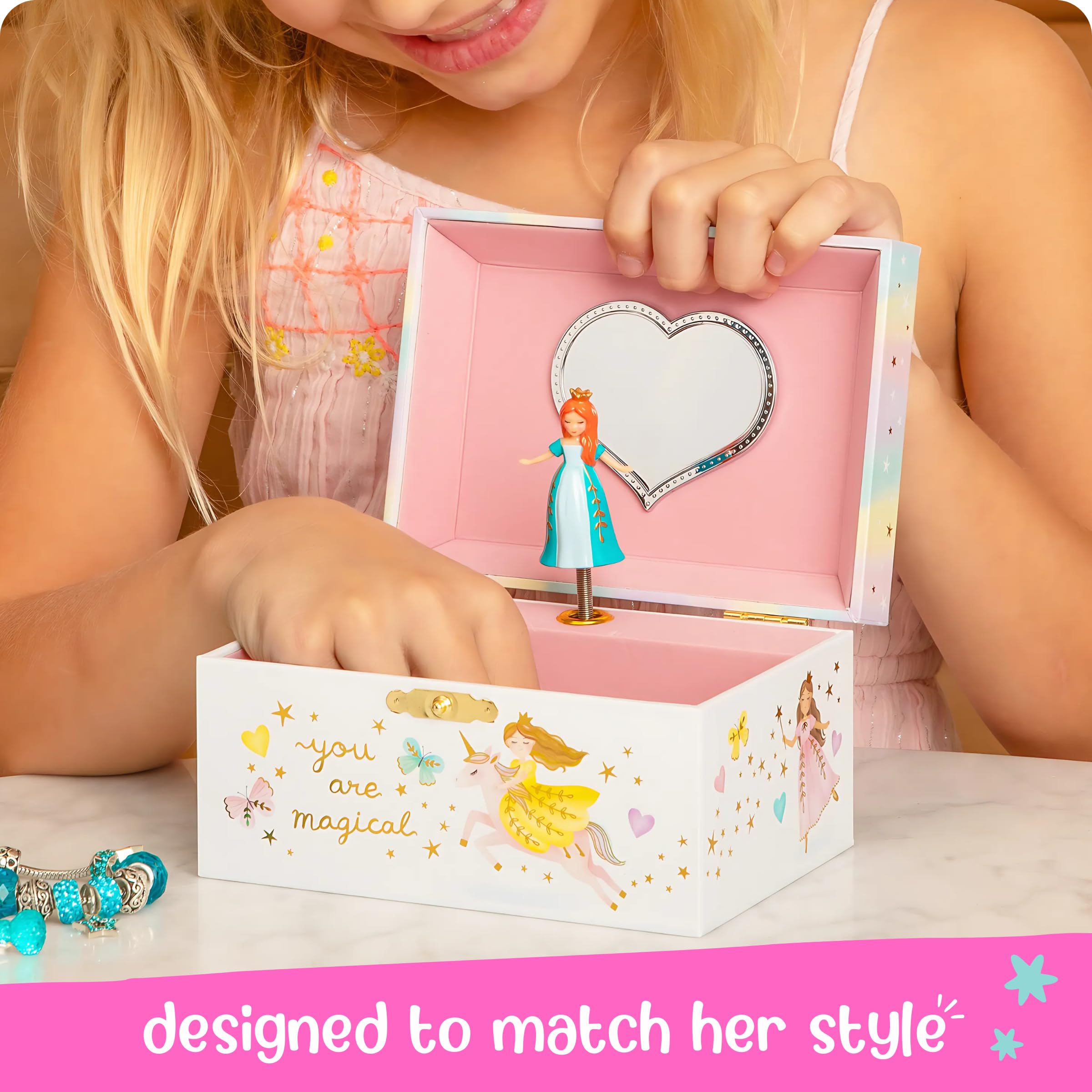 Giggle & Honey® Musical Princess Jewellery Box for Girls - Childrens Music Box, Princess Gifts for Girls Princess Toys - Image 3