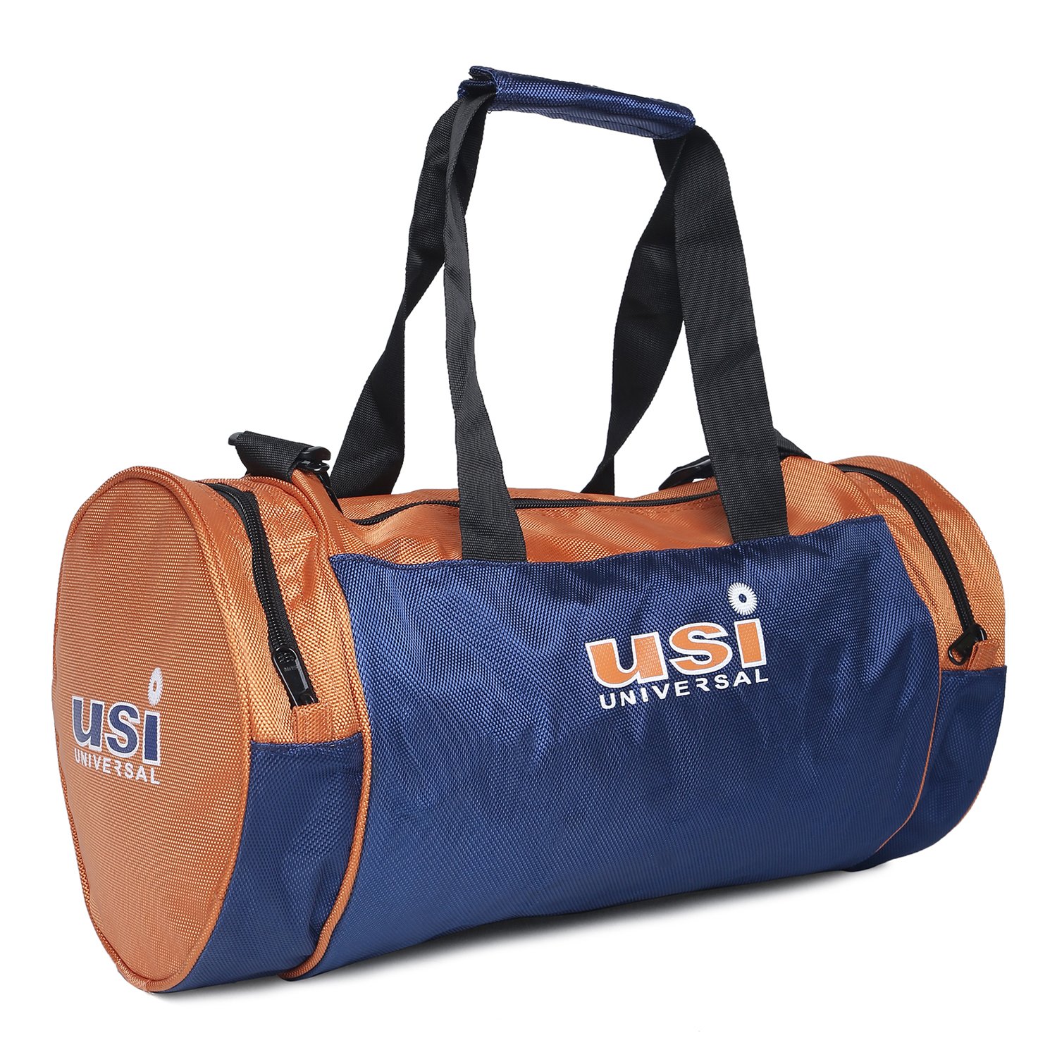 usi universal the unbeatable Duffel Bag Foldable 562DK Gym Bag for Men Women Lightweight with 2 Side Pocket for Travel | Sports Duffle Bags for Travel Swimming Fitness & Workout with Shoulder Strap (Orange/Blue)-picture-39