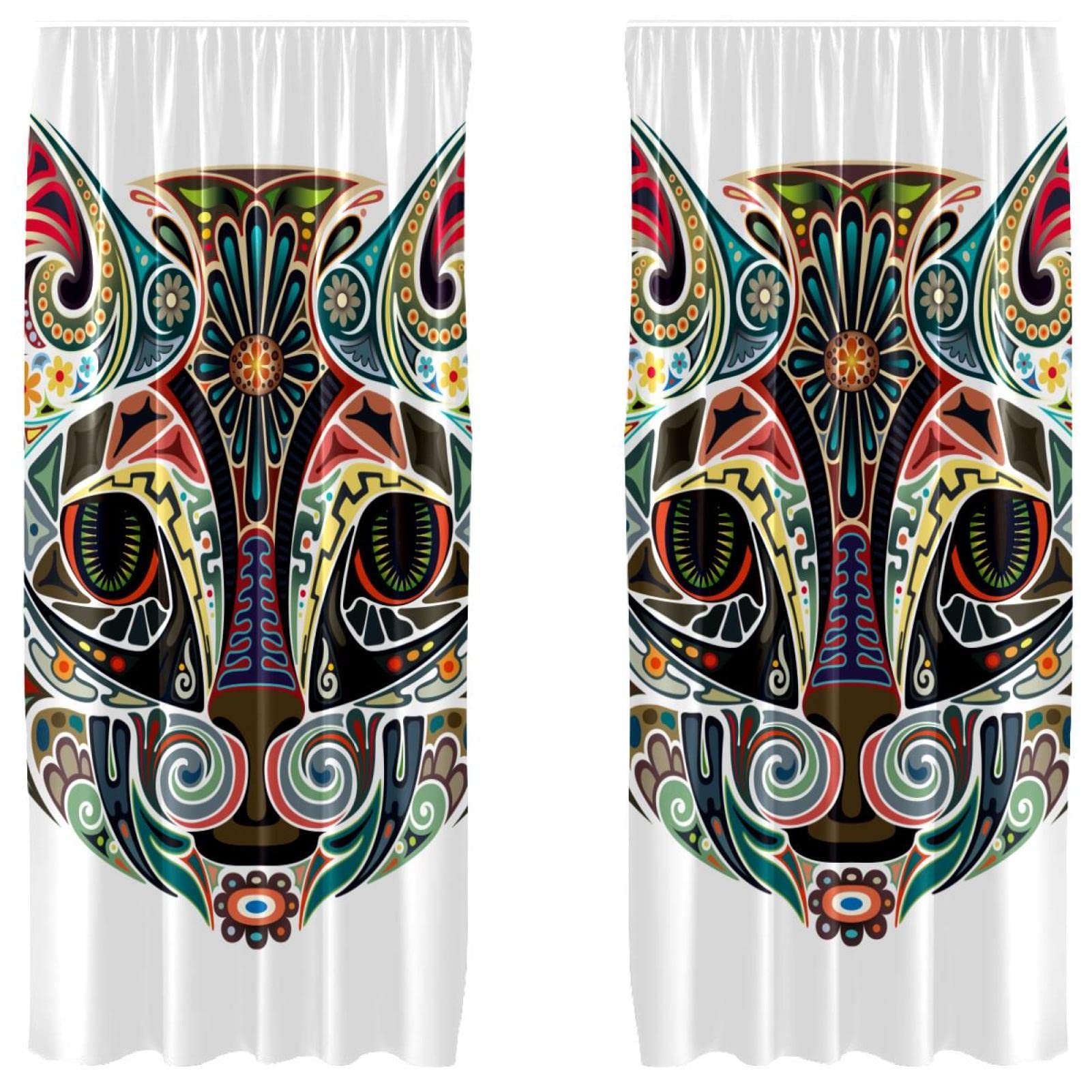 Cortinas de panel de 55 x 84 pulgadas con gatos estilo chino, set decorativo para barra