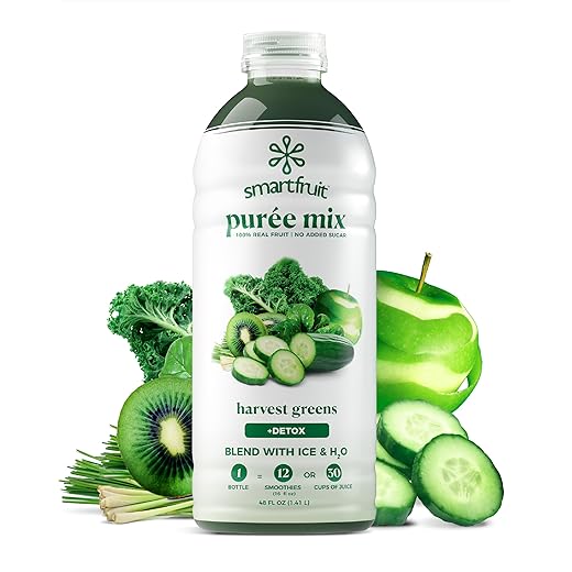 Smartfruit Harvest Greens + Detox, 100% Real Fruit Purée, Non-GMO, No Additives, Vegan - 48 Fl. Oz