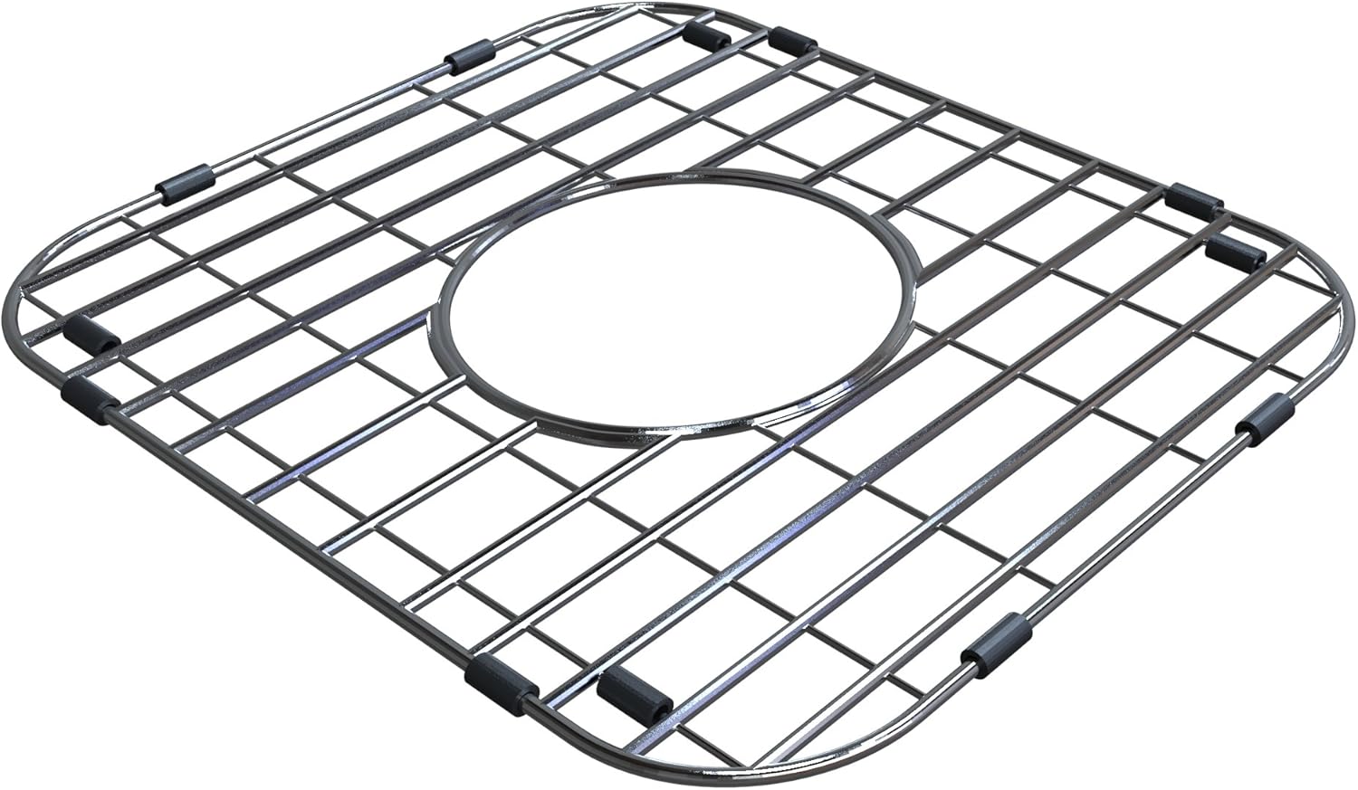 13-⅝” x 11-⅝” Protector Grids for Sinks Universal Double Bowl Drain Racks Grates Bottom Strainer Center Hole, 2 Pack, Silver