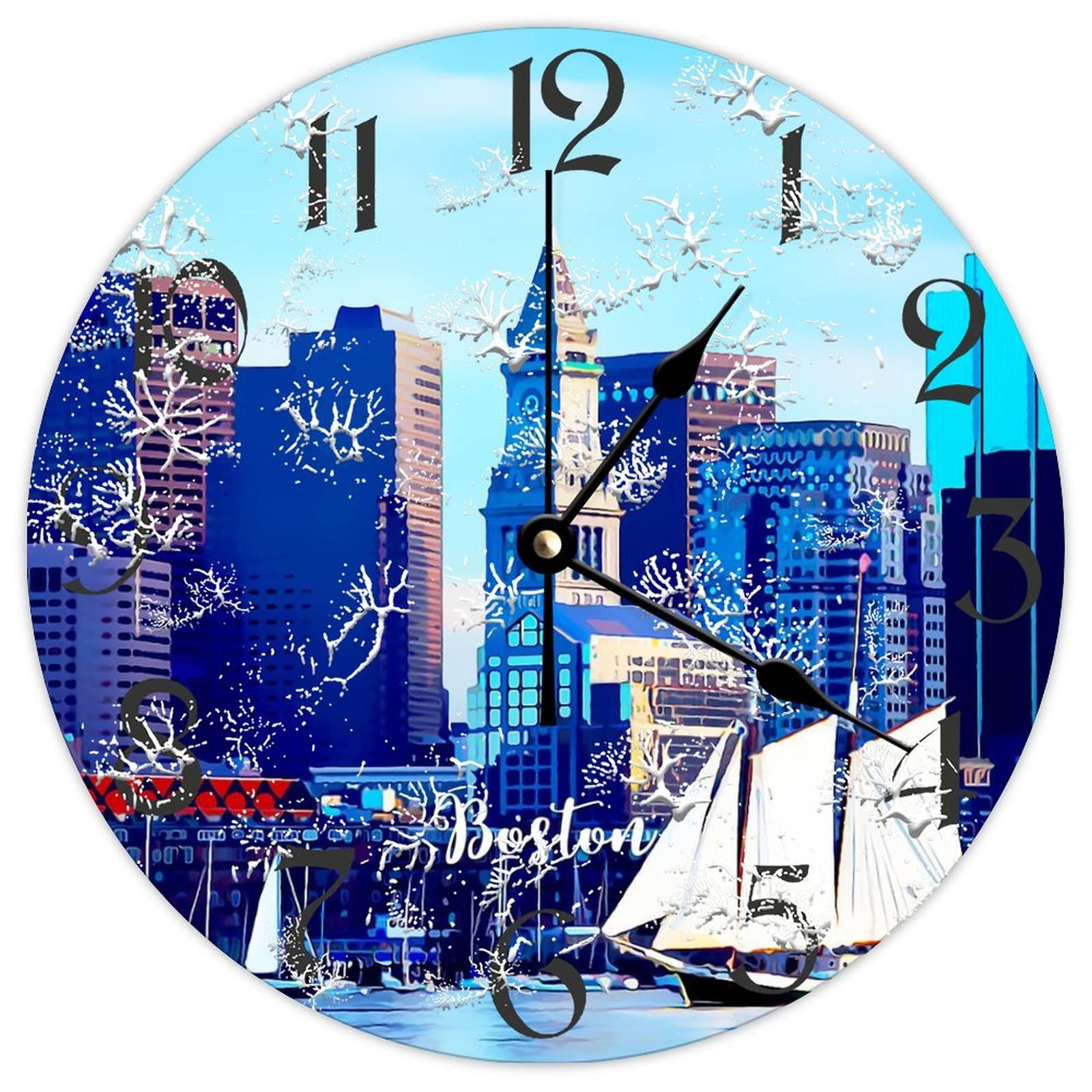 Horloge murale ronde en bois 38 cm style vintage décoratif pour chambre enfant