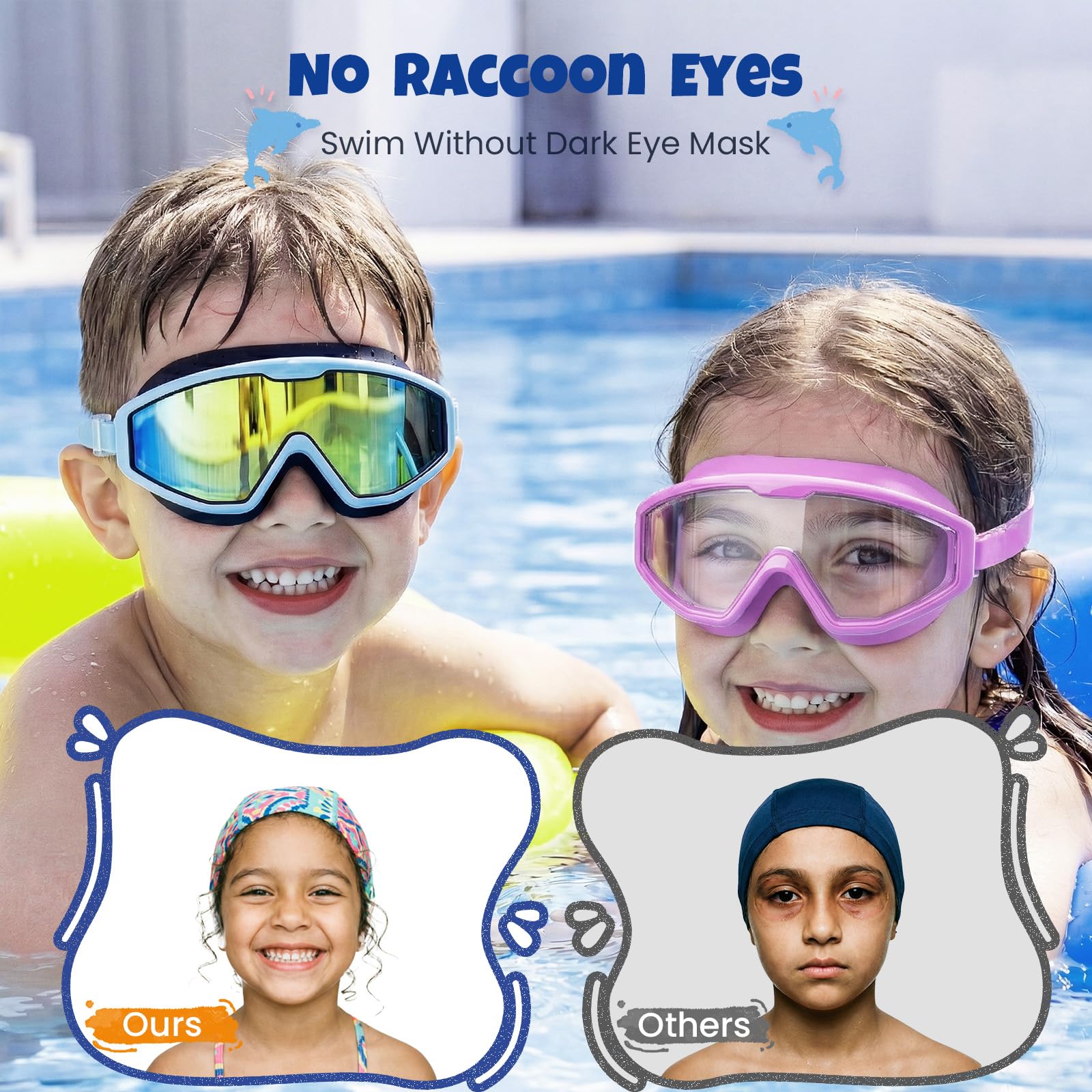 Kids Goggles Alter 4-16, Anti-Fog UV 180°Clear View Kids Schwimmbrille, 3 Pack Schwimmbrillen Wasserdichte Schwimmbrille