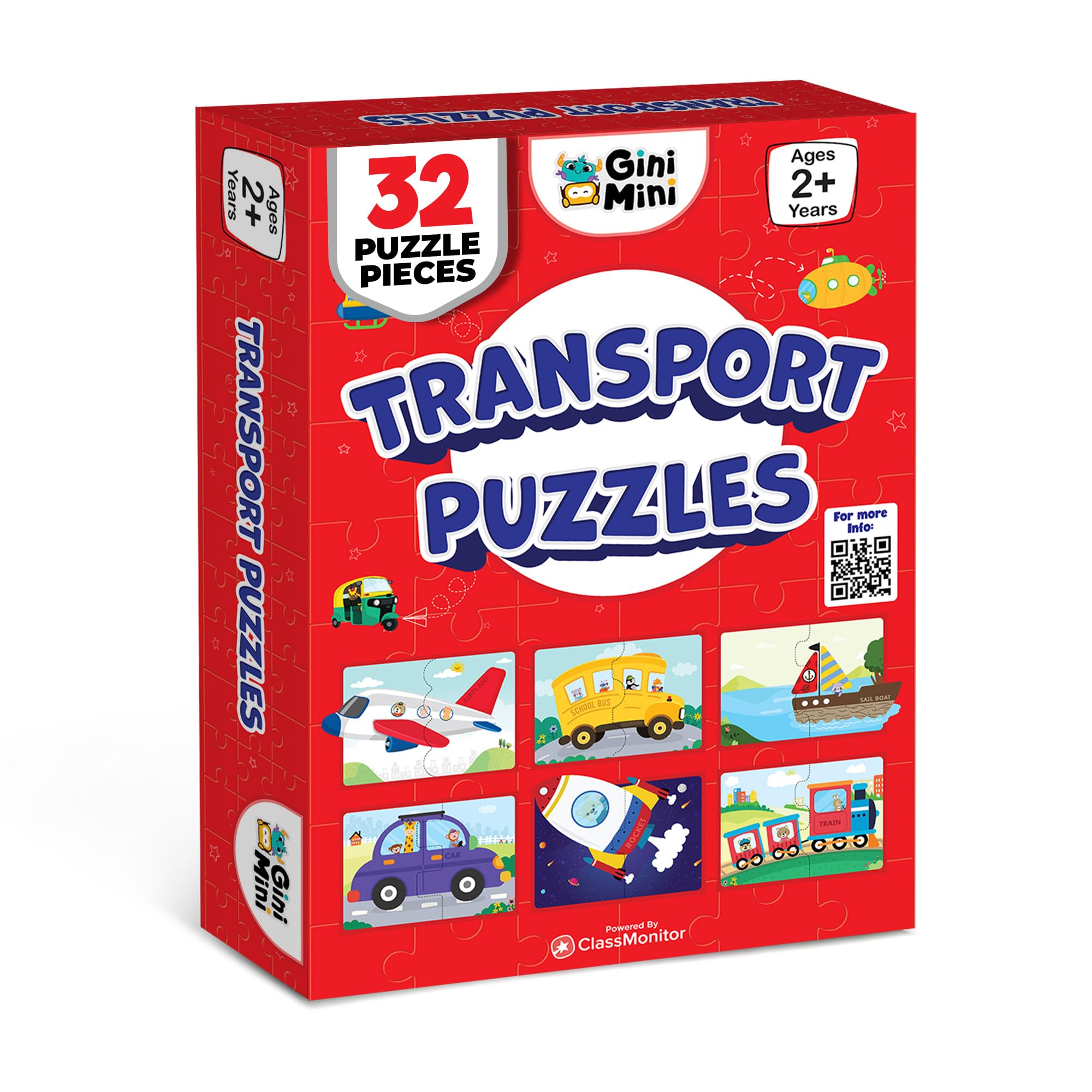 Transport Puzzle for Kids 2 3 4 5 Years | Educational 2 Piece Puzzle for Memory & Motor Skills | Return & Birthday Gifts for Boys & Girls