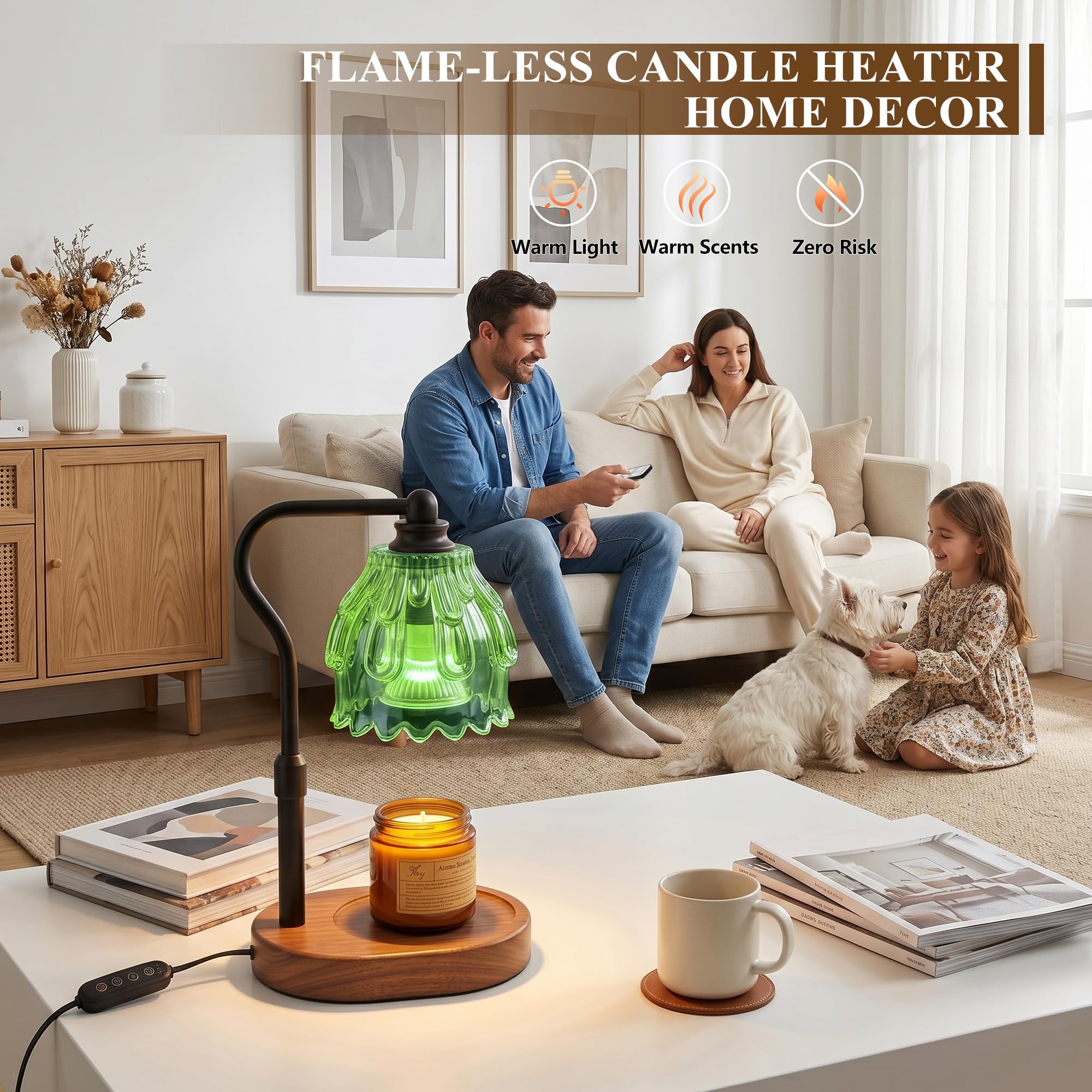 Lampada riscaldante per candele con timer e telecomando wireless, dimmerabile per candele in barattolo, scalda cera regolabile in altezza, regalo per inaugurazione della casa, nuova decorazione per la