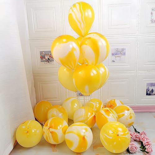 Miniatura 3 de Globos amarillos de teñido anudado, 30 unidades, globos de látex de mármol de ágata de 12 pulgadas, para suministros de fiesta de cumpleaños,