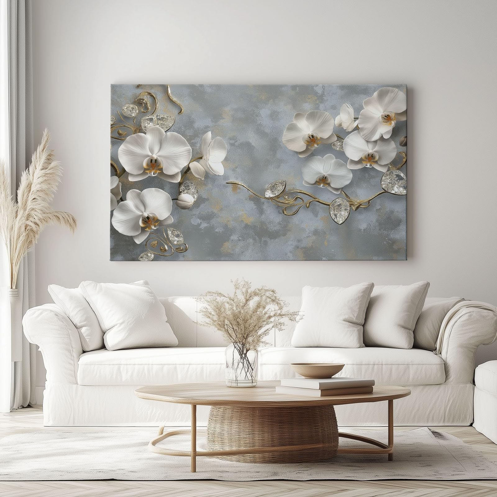 Genérico Cuadros de Arte Flores En Relieve 3D Lienzos Cuadro Tema Romántico Decoración Pared Cuadro Para Salon Dormitorio 140 x 70 cm Sin Marco
