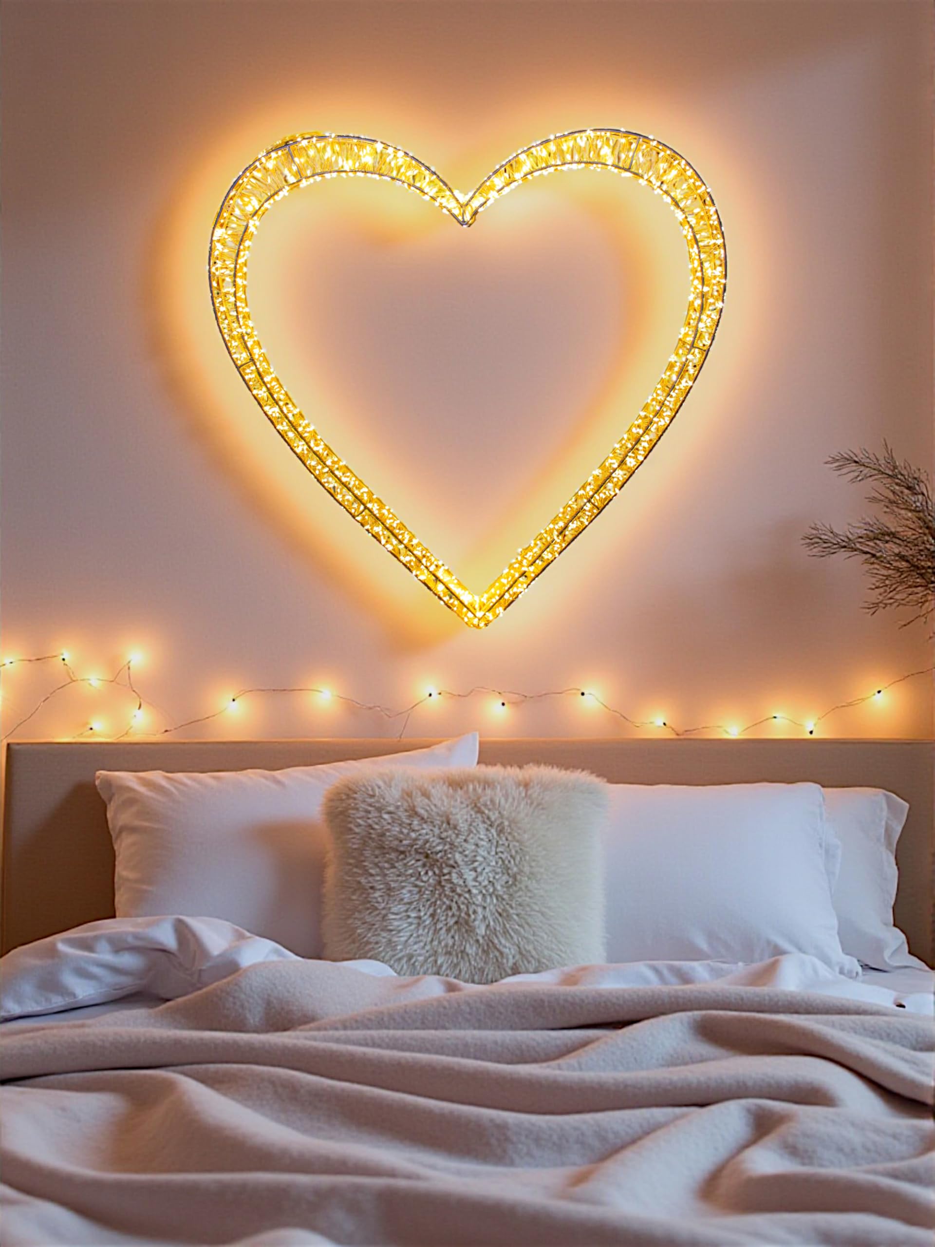 Decorazione a LED a forma di cuore con 1440 LED, 62 x 60 x 5 cm, con timer, cuore luminoso, lampada decorativa per interni ed esterni
