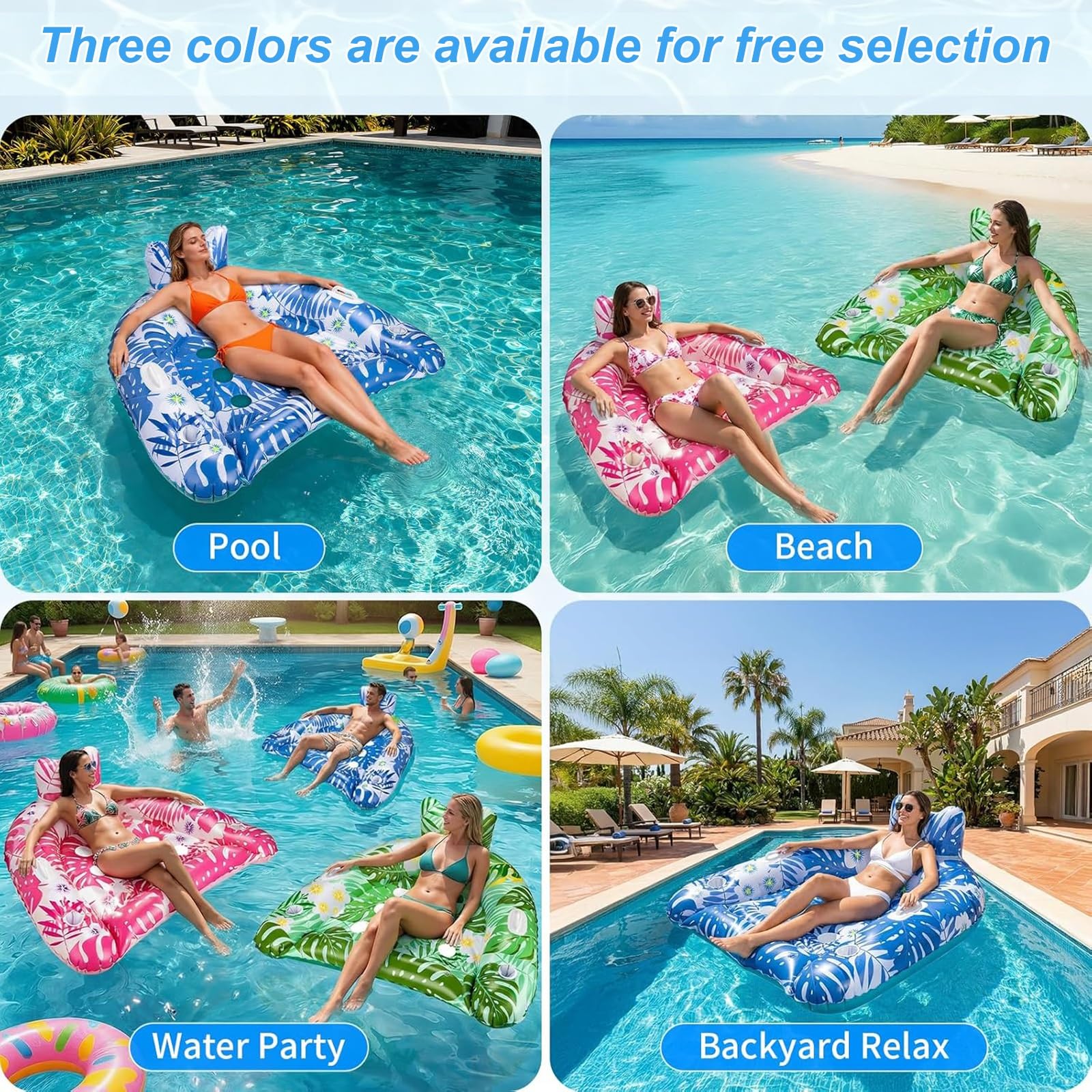 Gonfiabili Piscina, Materassino Piscina Adulti, con Portabicchieri e 2 Maniglie, Esperienza Confortevole, per Feste in Acqua, al Mare