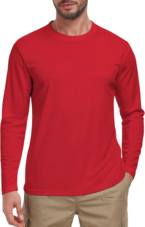 Men's UPF 50+ Long Sleeve Tee Shirts UV Sun Protection Quick Dry Tee Shirt Swim Athletic Running Workout