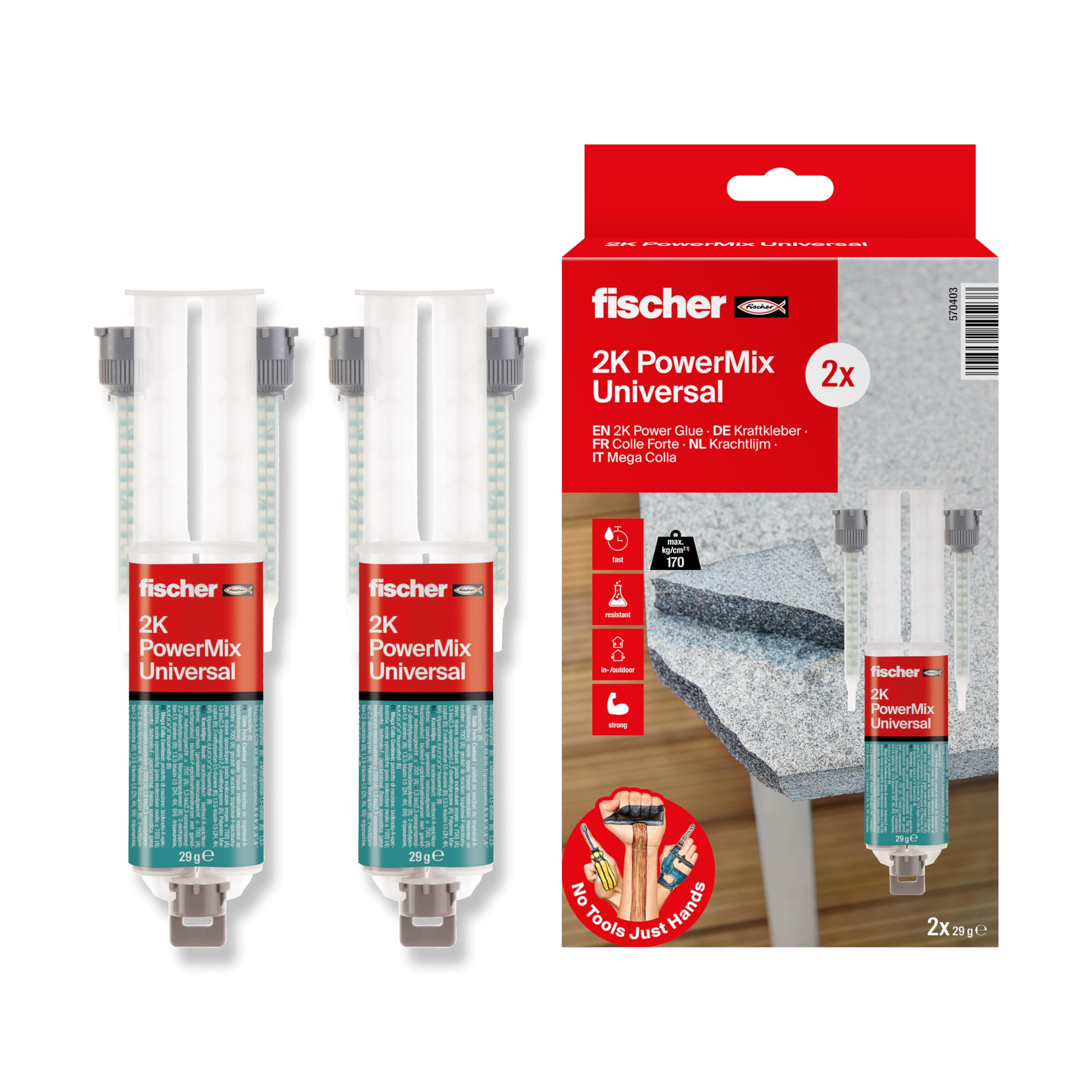 fischer GOW Multipack – klej o dużej sile wiązania 29 g (2)