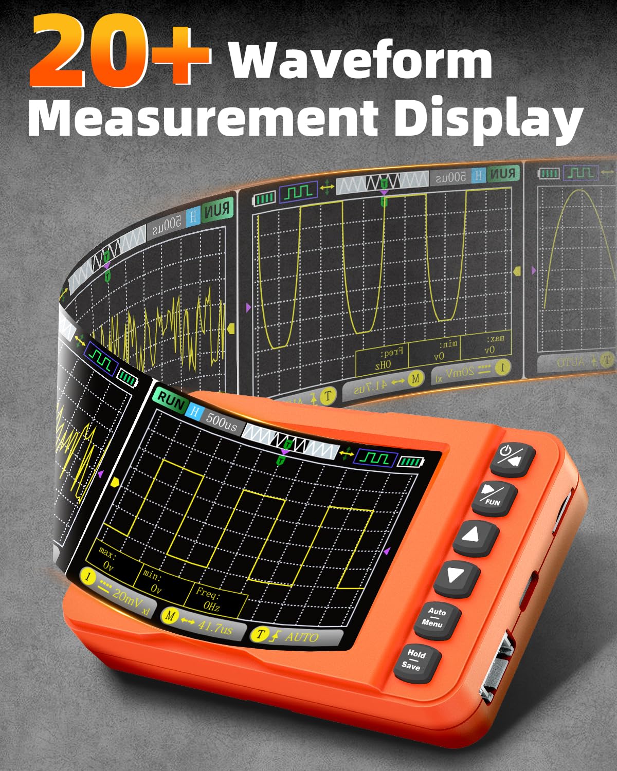 Osciloscopio Portátil 3 en 1, 15MHz 60MS/s Osciloscopio Digital Multímetro con Generador de Señales DDS, Medición de Voltaje AC/DC, Capacitores, Resistencias, Prueba de Diodos para Automoción