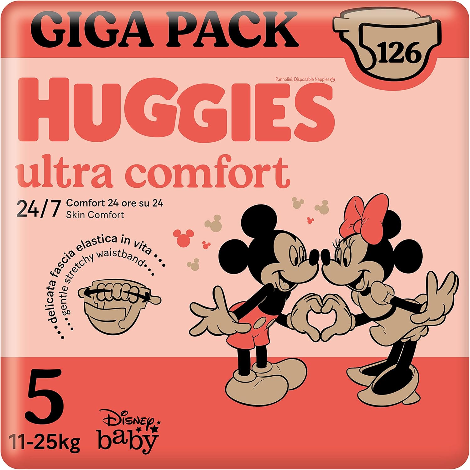 Huggies Ultra Comfort, Lot de 126 couches Taille 5 (1125 Kg), Design