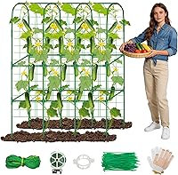 Hoyejyou 65" U-Shape Cucumber Trellis for Raised Beds - Rustproof Metal Garden Arch for Climbing Vines, Zucchini, Squash, Tomatoes