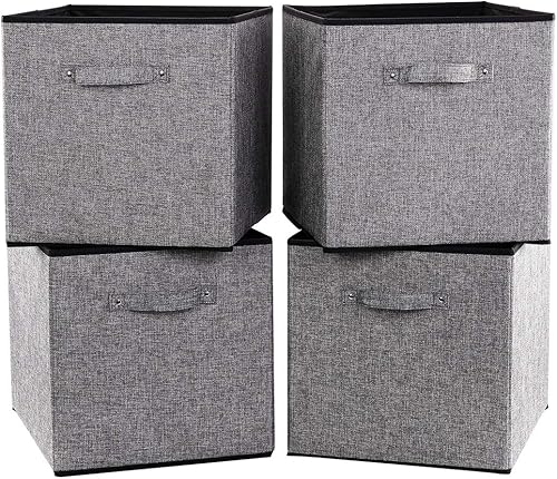 Robuy Contenedores de almacenamiento en forma de cubo, 13 x 15 x 13 pulgadas, paquete de 4 cajas de almacenamiento grandes con asa para organizar
