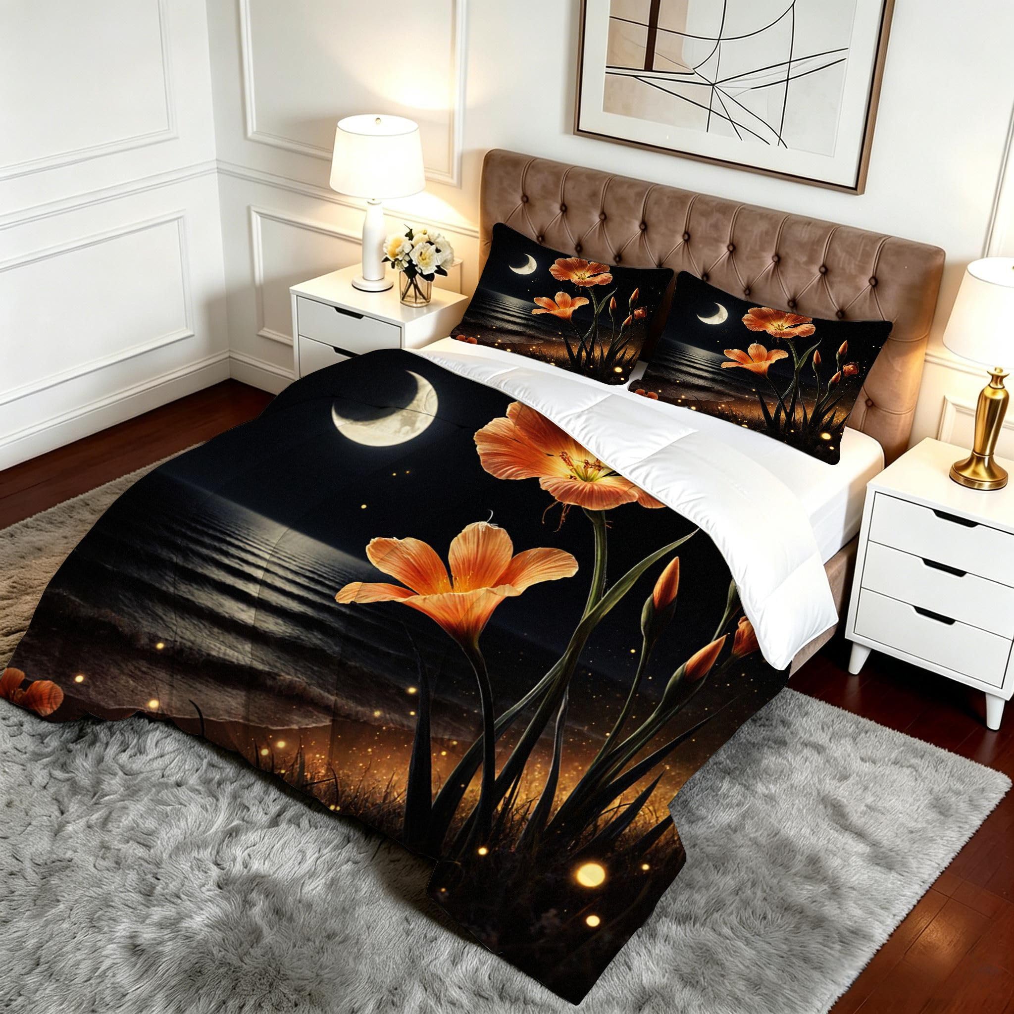 Edredón Cama 90, 150x200 cm, Flores Grises, CQ1239