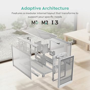 MONTECH TE 22.7L Micro ATX PC Case, High Airflow Modular Mesh Chassis for Air, Liquid, or SFF Builds, 360mm Radiator Support, Includes Rear Fan, White (TENW)