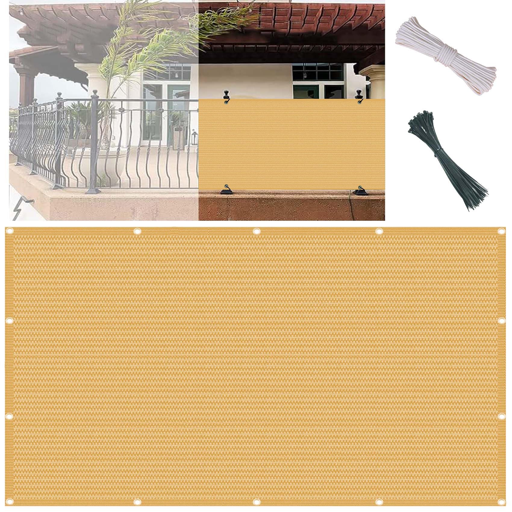 Protection pour balustrade anti-UV 95% et imperméable en PEHD jaune sable pour balcon