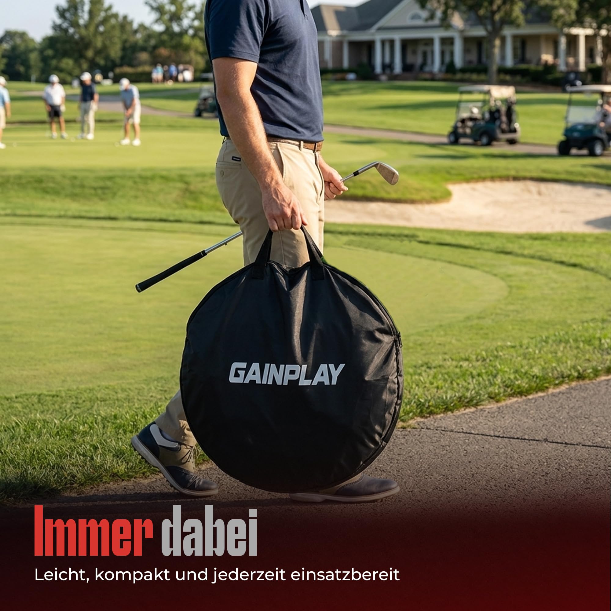 GainPlay Golf Chipping Netz – Trainingsnetz mit verstellbaren & herausnehmbaren Zielzonen (horizontal & vertikal), Pop-Up Design, tragbar mit Tasche – Golf Übungsnetz für Präzisionstraining