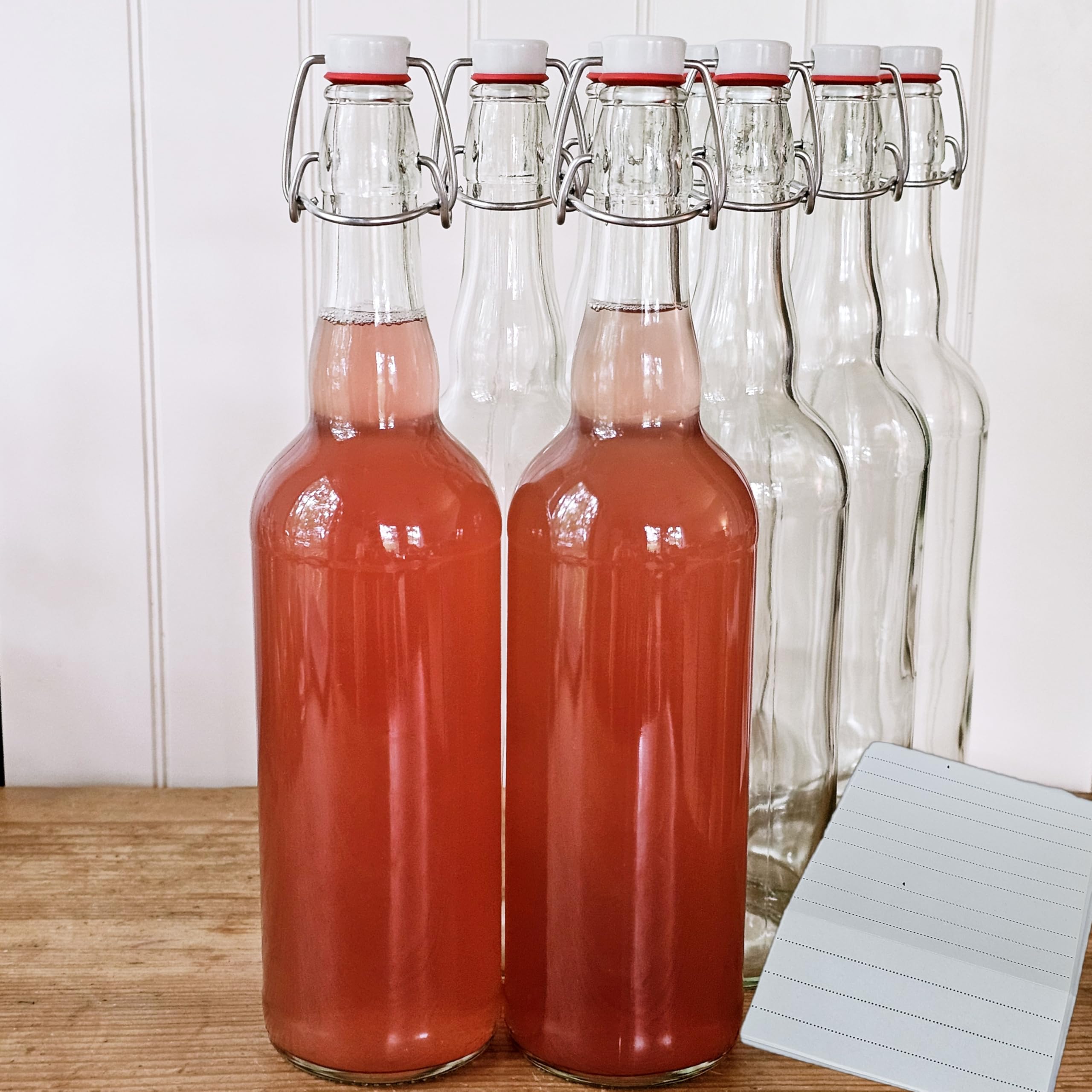 12 x Glasflaschen 750 ml mit Bügelverschluss – Weiß Glasflasche Likörflaschen zum Befüllen – Essig & Öl Flaschen, Saftflaschen zum Einkochen Gläser mit Bügelverschluss wiederverwendbar (Weiß, 12 Stk.)