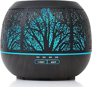 Aromatherapy Essential Oil Diffusers Humidifier: 400ml Ultrasonic Cool Mist Diffuser for Home Large Room - Aroma Water Vaporizer with Auto Shut-Off, Timer, Colors LED Light for Bedroom