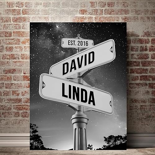Miniatura 3 de Letrero de calle vintage personalizado para parejas, letrero de calle Crossroads, el mejor regalo para parejas, póster de lienzo vintage con letrero