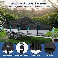 Vista 5 de RVMasking - Funda para barco, 1400D resistente reforzada en el medio, impermeable y remolcable con bolsa de almacenamiento para casco V, de tres