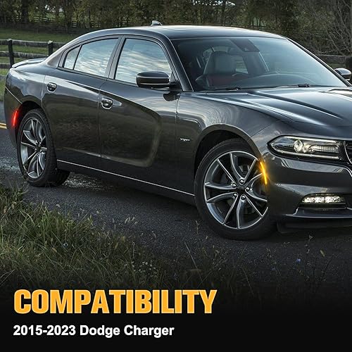Miniatura 2 de Gempro Luces LED de posición laterales compatibles con Dodge Charger LD 2015-2023, luces de marcador de parachoques delantero y trasero, lente
