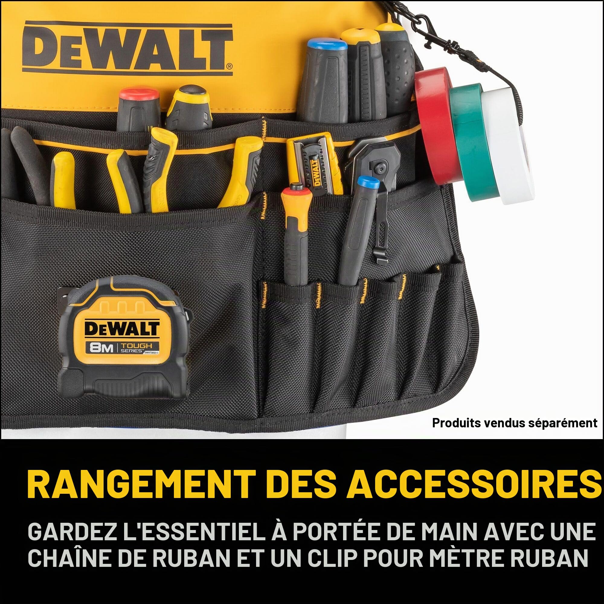 DEWALT Organiseur à outils, 37 poches et boucles pour le rangement des outils, y compris une poche TOUGHCASE (DWST560109)