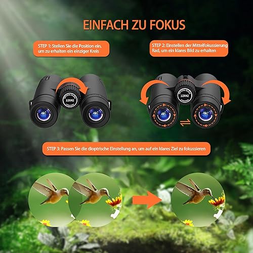 Miniatura 6 de Prismáticos HD de 12 x 42 pulgadas para adultos, caza, observación de aves, potencia con imagen súper clara y brillante, prismáticos para deportes