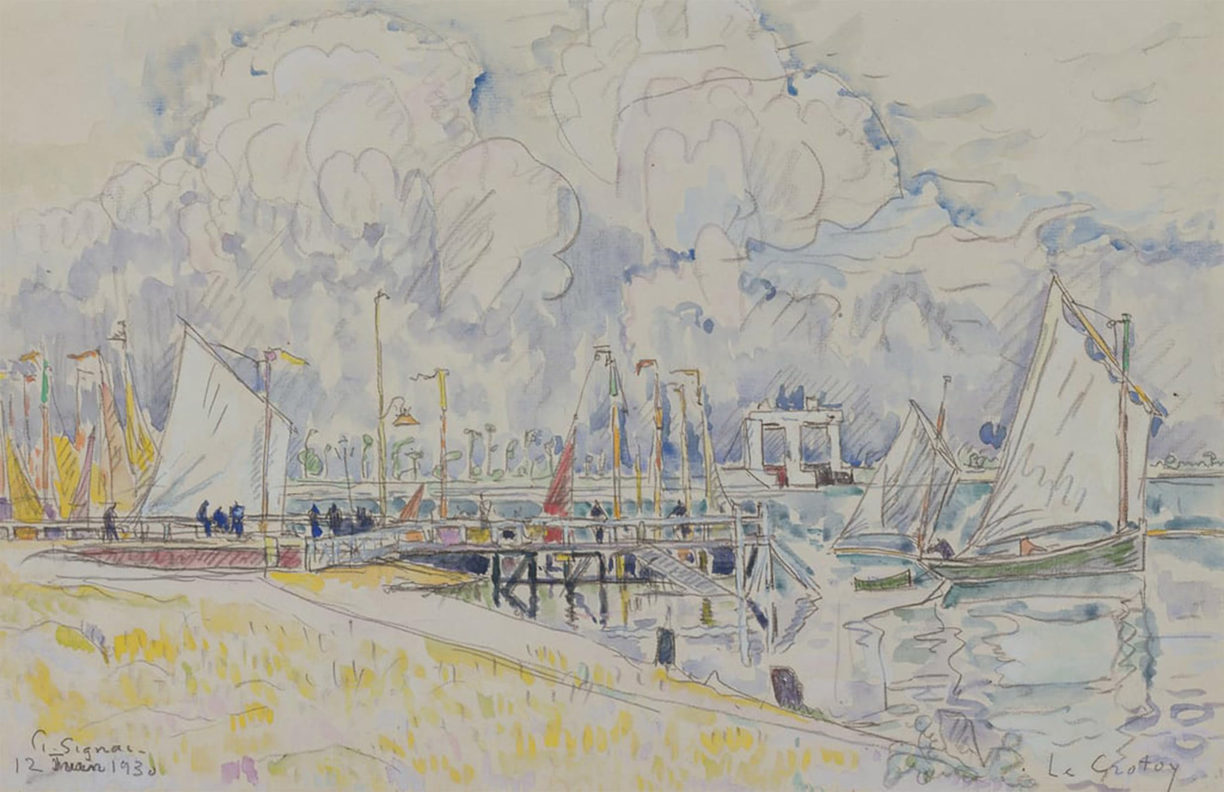 SERENDIPITP Vintage Picture Print on Canvas Wall Art Poster Le Crotoy by Paul Signac Artwork Print Poster for Wall Decor 60x90cm