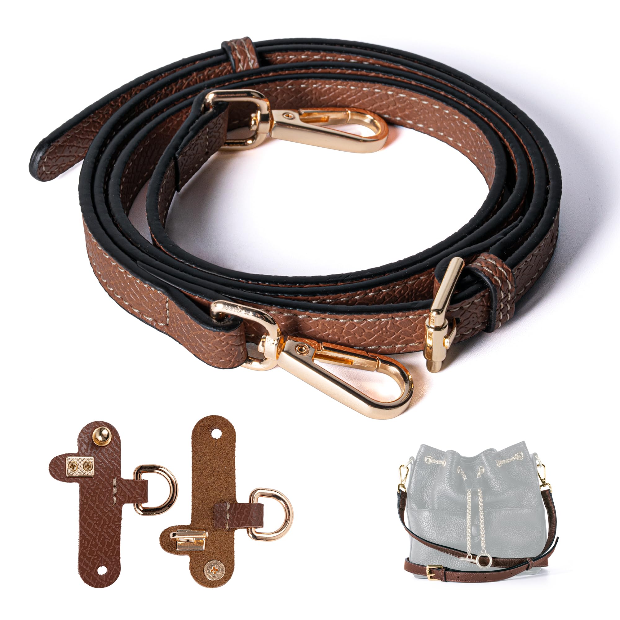 Bandoulière Réglable MeoZynxadril 90-125cm - Cuir PU - Avec 2 Adaptateurs - Pour Sacs à Main