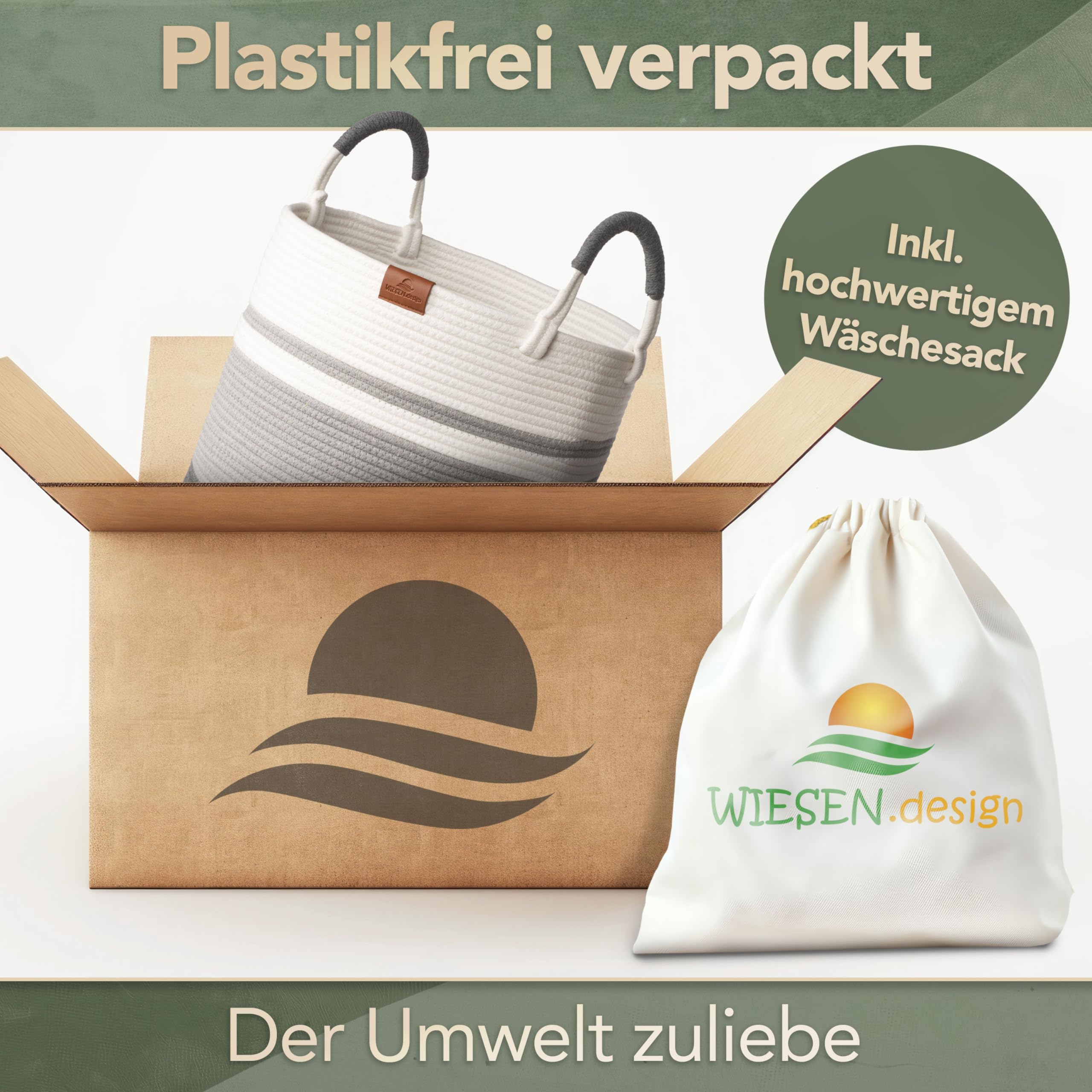 Korb EMILIA Ø46xH48 cm Grau/Weiß/80L, Wäschekorb geflochten aus Baumwolle, Wäschesammler, Aufbewahrungskorb groß, Korb geflochten, faltbarer Wäschekorb, Wäschetonne, laundry basket