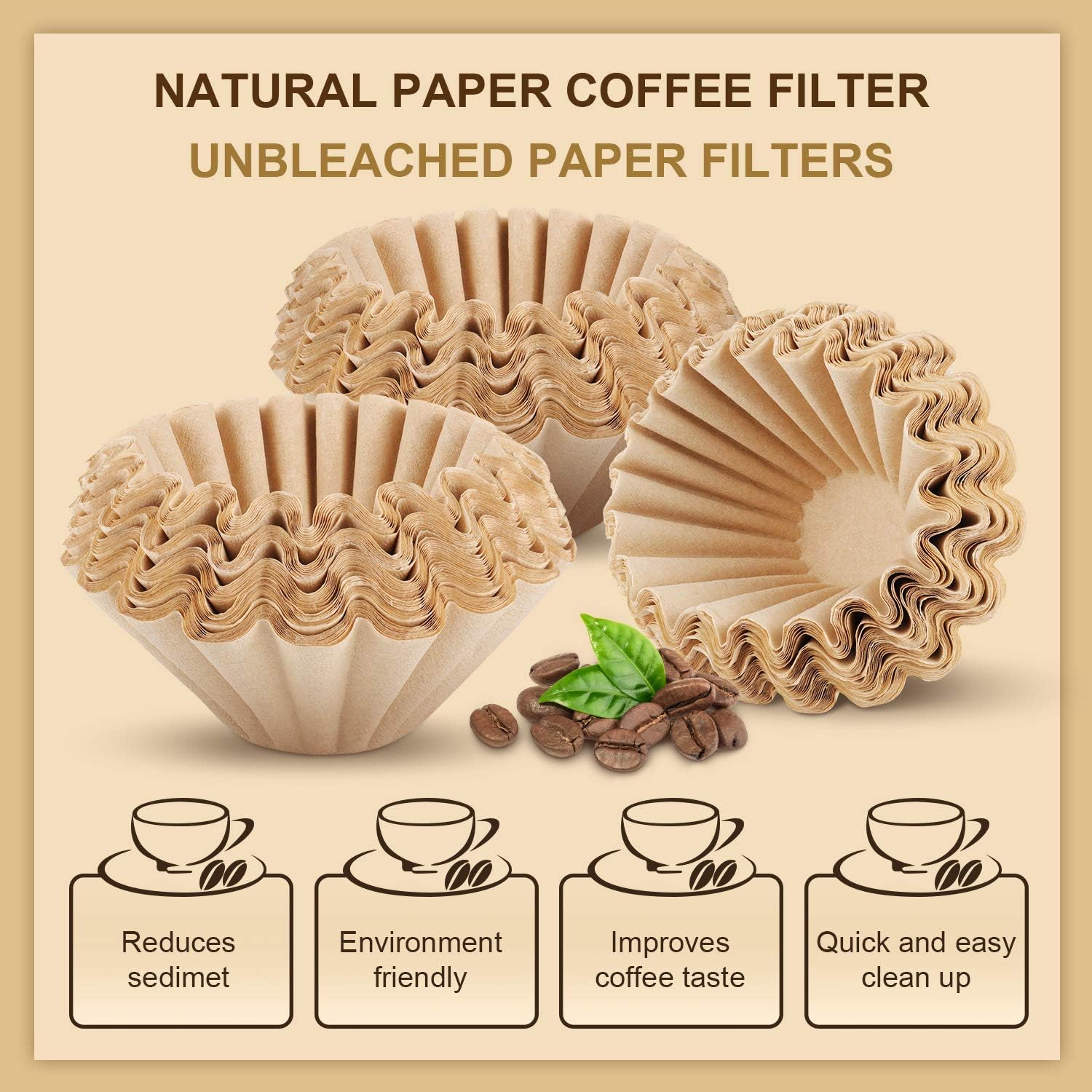 Outus 1-4 Cup Disposable Coffee Filters 100 Count Filter Replacement