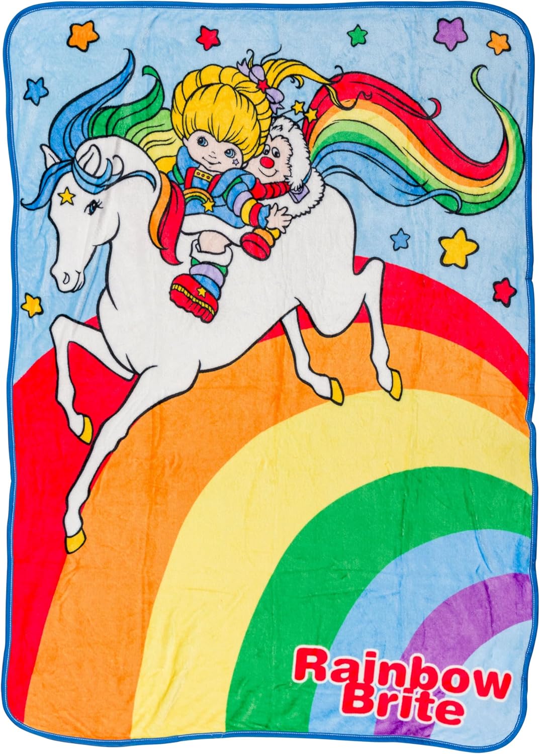 Silver Buffalo Rainbow Brite Featuring Starlite and Twink 45" x 60" Fleece Throw, Soft and Cozy Blanket, 180 GSM Rainbow Brite, Starlite, and Twink