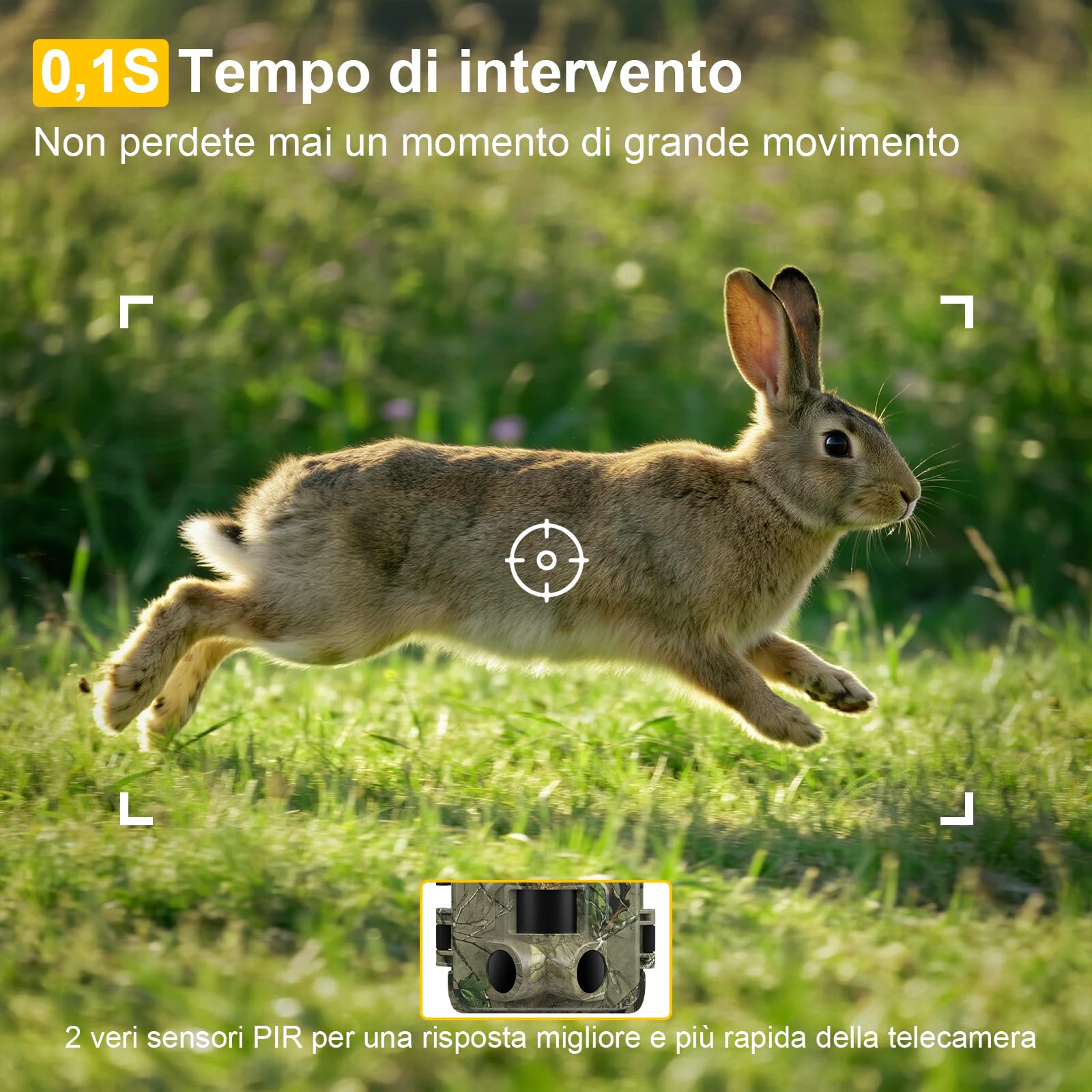 Lutranstra Fototrappola selvaggia da 5 K, Wi-Fi, 64 MP con trasmissione del cellulare, Fototrappola Notturna per animali selvatici a infrarossi con scheda SD 32 G e 8 batterie AA, sensore di movimento