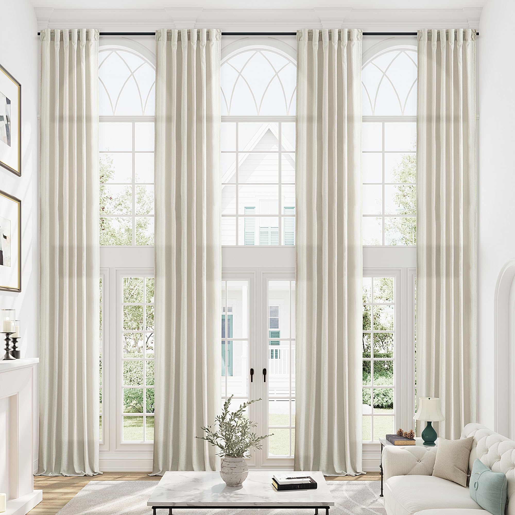 Amazon.com: Taupe 144 Inch Linen Curtains for High Ceiling Living