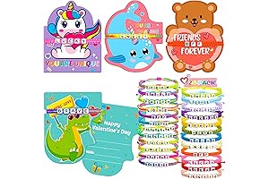 24 Pack Friendship Bead Bracelets with Valentine's Day Cards