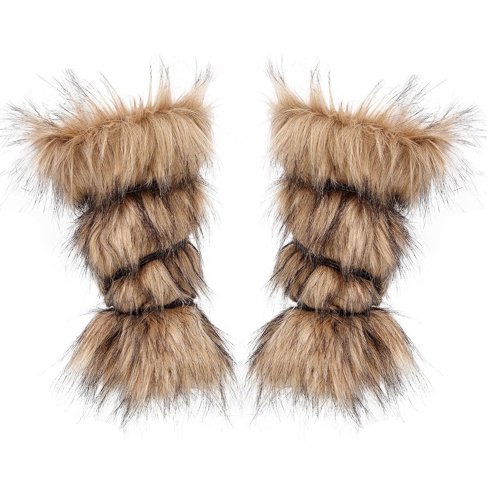 小物 Fluffy Arm Warmer PURFUN Fuzzy Faux Fur Arm Warmers with Leather Band, Men