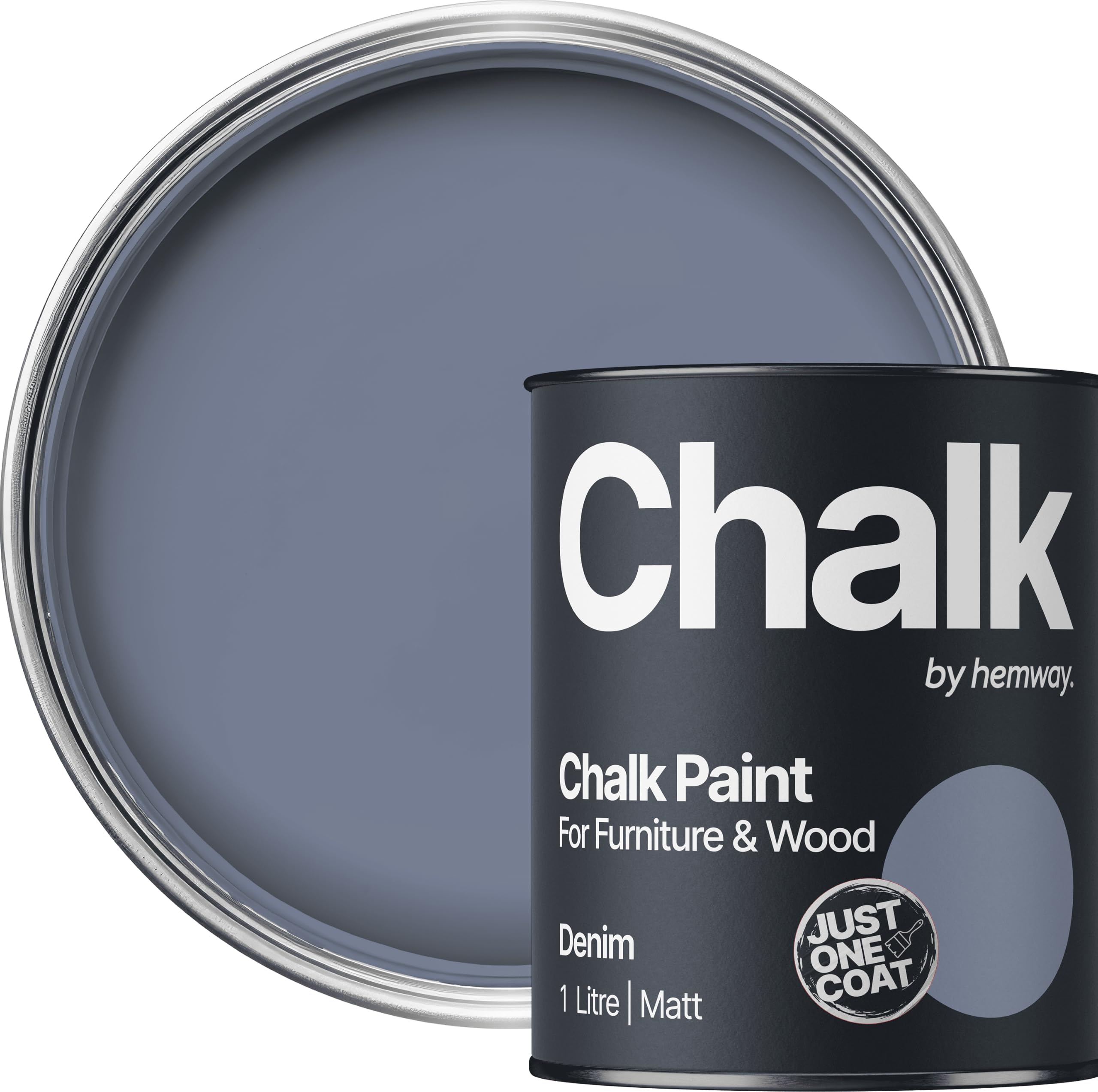 Hemway Chalk Paint Denim Blue 1L, Matt Finish Shabby Chic | Furniture Paint, Chalk Furniture & Walls, Quick Dry & 1 Coat